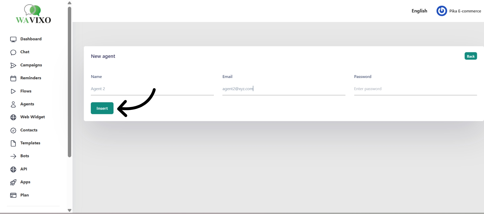 Enter agent details